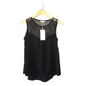 NWT Lucy Paris Black Mesh Sheer Tank Top Blouse